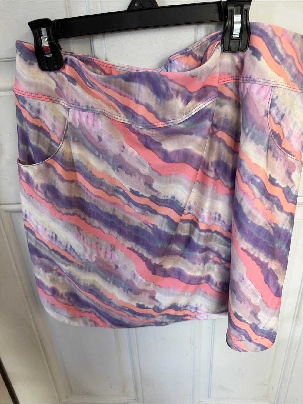 Women's Pink & Purple Watercolor Athletic Skort with Built-In Shorts